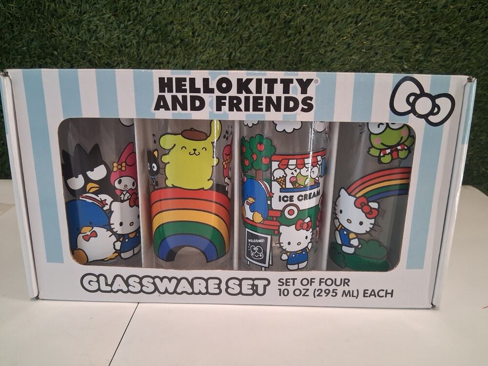 Silver Buffalo Sanrio Hello Kitty and Friends At The Park Glassware Set 4pc 10oz